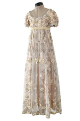 Outstanding 1967 George Halley Couture Heavily Embroidered, Rhinestone & Applique Soft Pink Dress