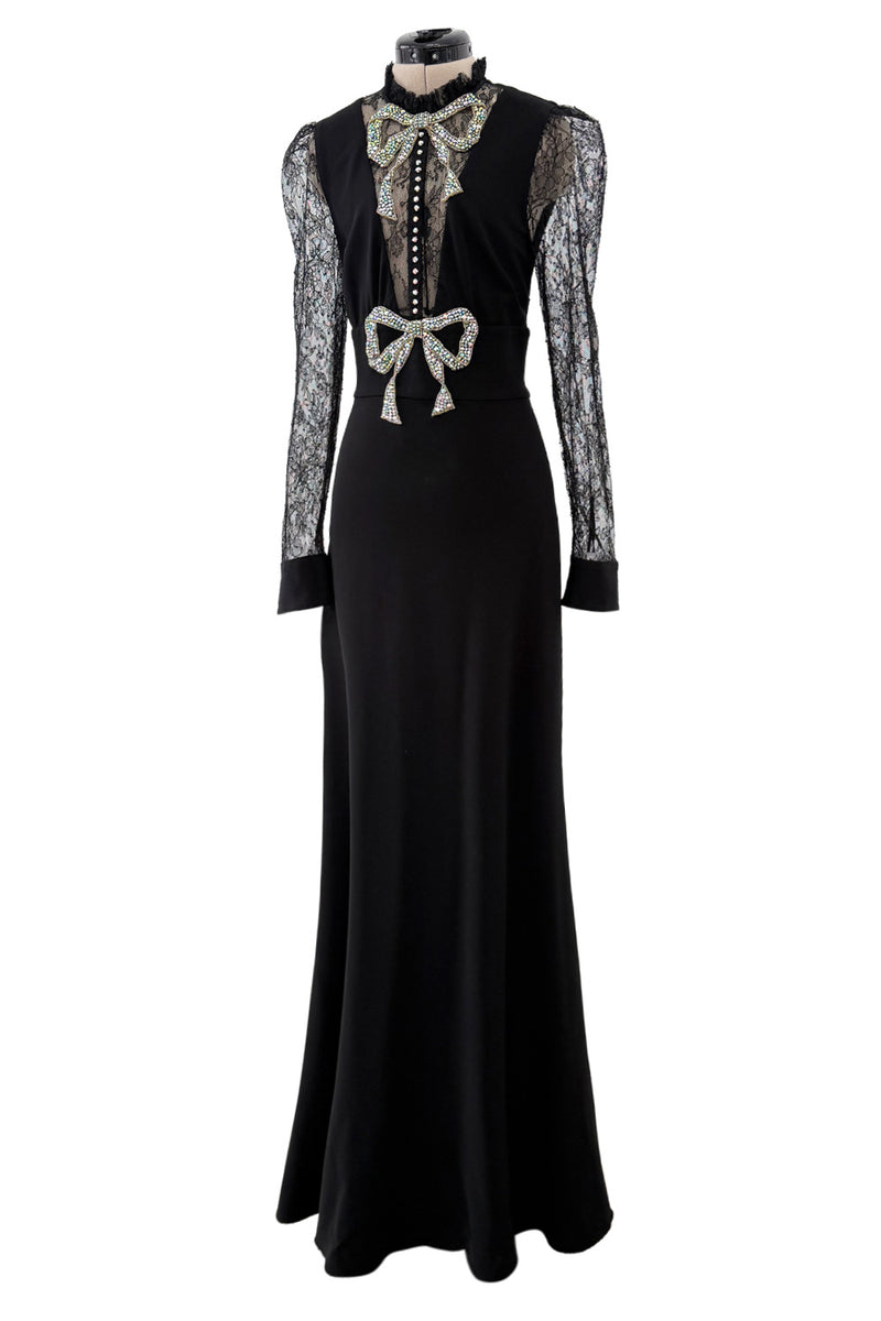 Prettiest 2017 Gucci by Alessandro Michele Black Dress w Lace Sleeves – Shrimpton Couture