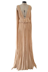 Chic Spring 2019 Chloe by Natacha Ramsay-Levi Pleated Chiffon Dress w Attached Caped Back