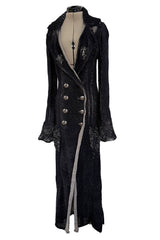 Fantastic Fall 2006 John Galliano Charcoal & Grey Knit Sweater Coat w Metal Buttons