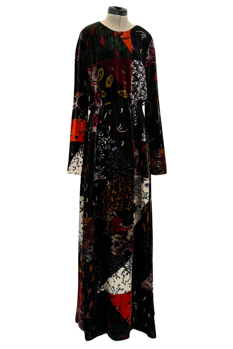 Fall 2015 Chloe by Clare Waight Keller Velvet Closing Runway Look 45 Velvet Patchwork Dress