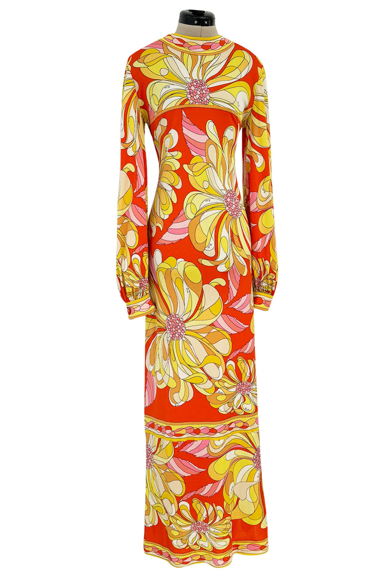 Gorgeous 1960s Emilio Pucci Brilliant Citrus Coloured Silk Jersey Dres Shrimpton Couture Gorgeous 1960s Emilio Pucci Brilliant Citrus Coloured Silk Jersey Dres Shrimpton Couture