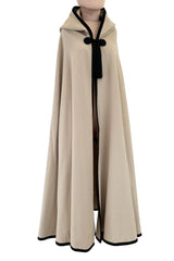 Well Documented Fall 1976 Yves Saint Laurent Hooded Cape w Braided Edges & Tassel Details