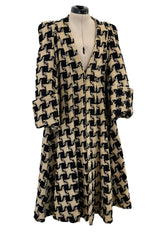 1973 Biba by Barbara Hulanicki Oversized Houndstooth Jacket w Incredible Sleeves & Shoulders