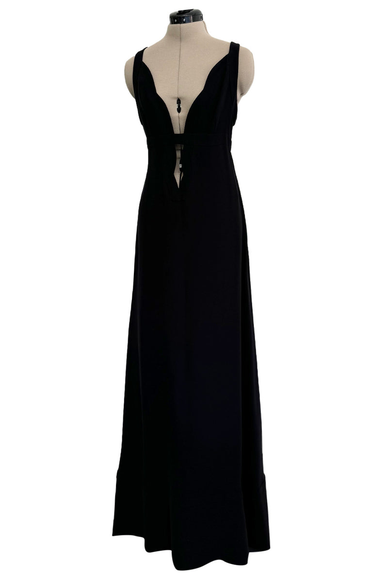 Fall 2012 Valentino by Pierpaolo Piccioli & Maria Grazia Chiuri Black Silk Dress w Front Plunge