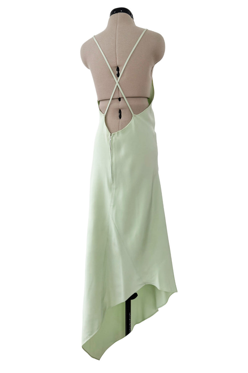 Rare Spring 1978 Philippe Venet the Haute Couture Runwau Sample Pale Mint Silk One Shoulder Dress
