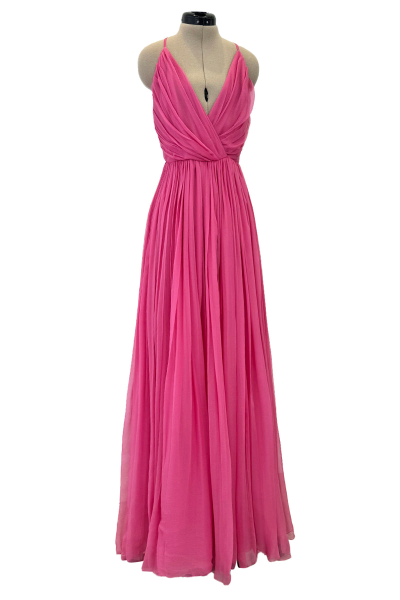 Resort 2008 Christian Dior by John Galliano Pink Silk Chiffon Plunge D Shrimpton Couture Resort 2008 Christian Dior by John Galliano Pink Silk Chiffon Plunge D Shrimpton Couture