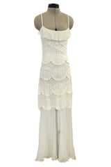 Prettiest Spring 2005 Christian Dior by John Galliano Knit & Silk Chiffon Ivory Dress