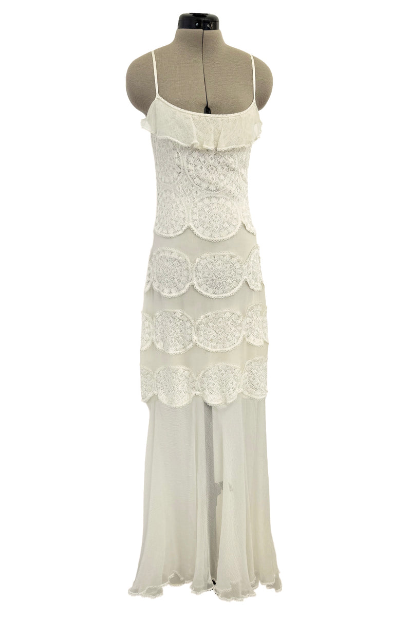 Prettiest Spring 2005 Christian Dior by John Galliano Knit & Silk Chiffon Ivory Dress