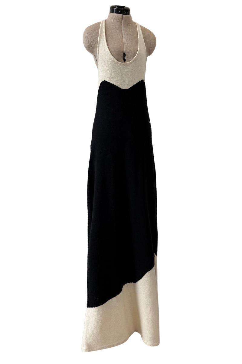 Cruise 2003 Chanel by Karl Lagerfeld Black & Ivory Cashmere Knit Dress
