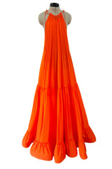 Resort 2016 Stella McCartney Runway Finale Look 34 Silk Dress w Gold Metal Collar & Ruffled Hem