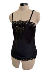 Prettiest Spring 1984 Emanuel Ungaro Haute Couture Black Silk & Handmade Lace Camisole