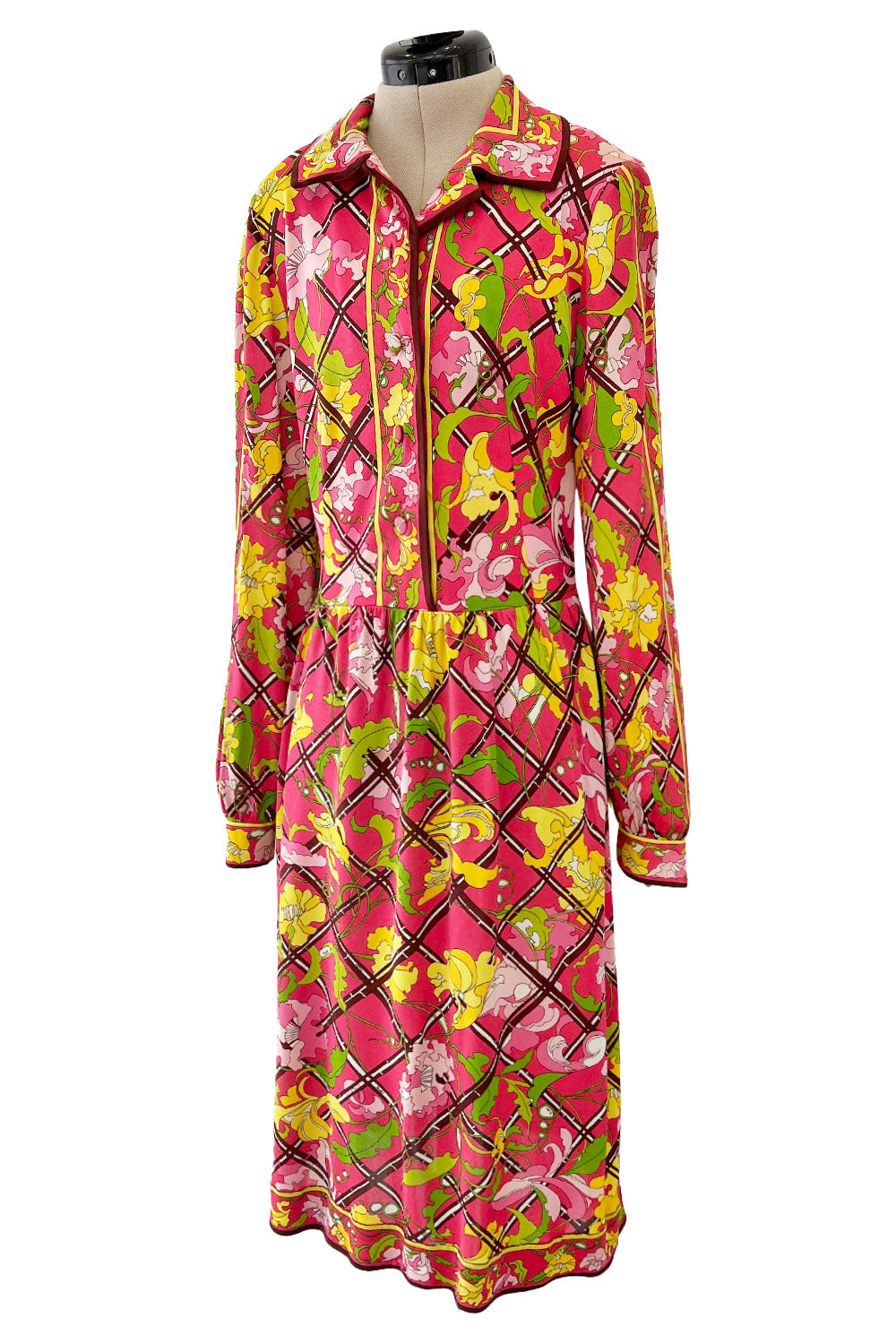 Prettiest 1960s Emilio Pucci Original Pink Silk Jersey Dress w