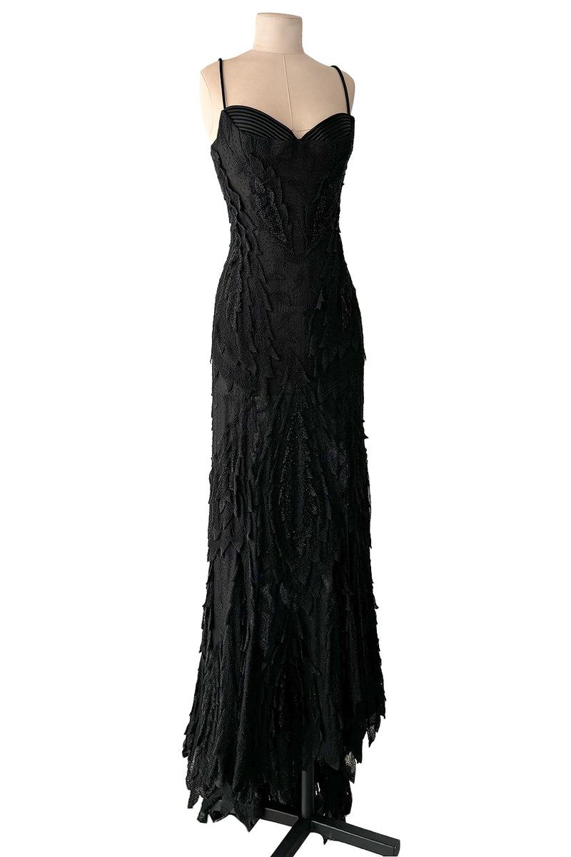 c 1995 Gianni Versace Atelier Haute Couture Black Hand-Beaded Dress w – Shrimpton Couture