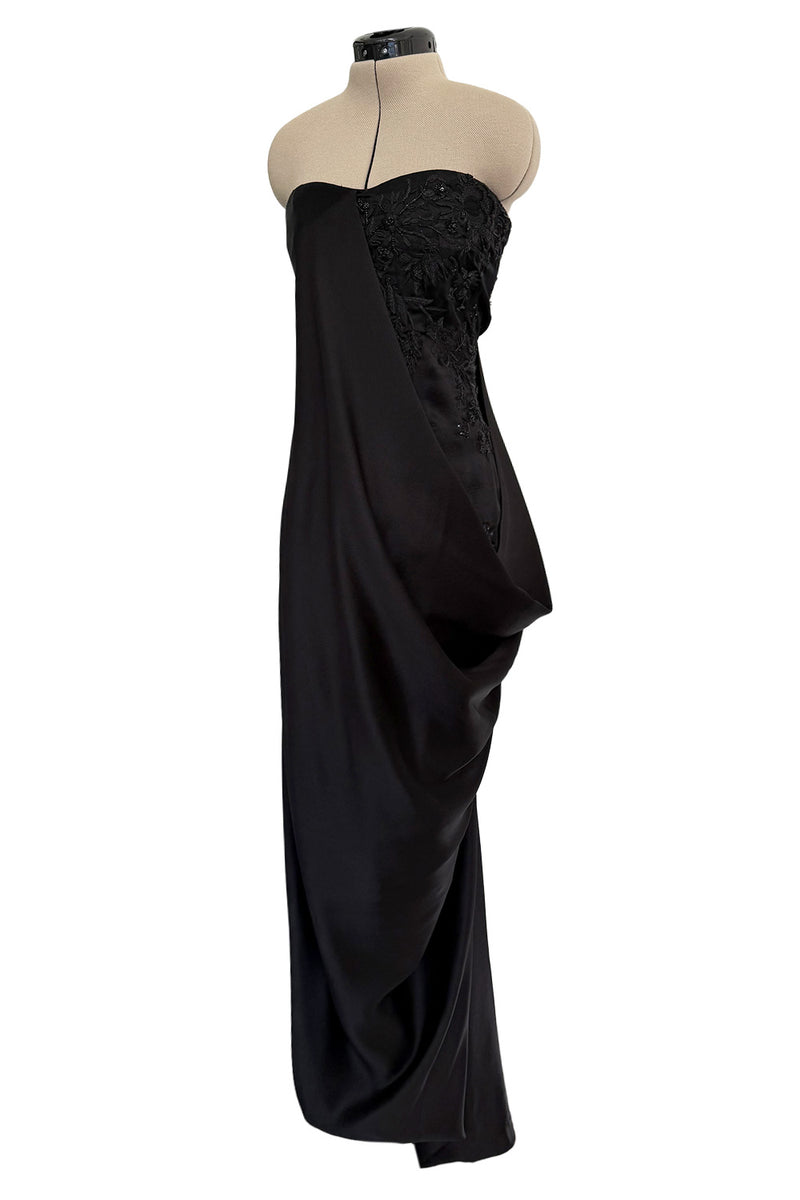 Fall 2008 Alexander McQueen 'The Girl Who Lived in a Tree' Strapless Draped Silk Dress w Elaborate Beading