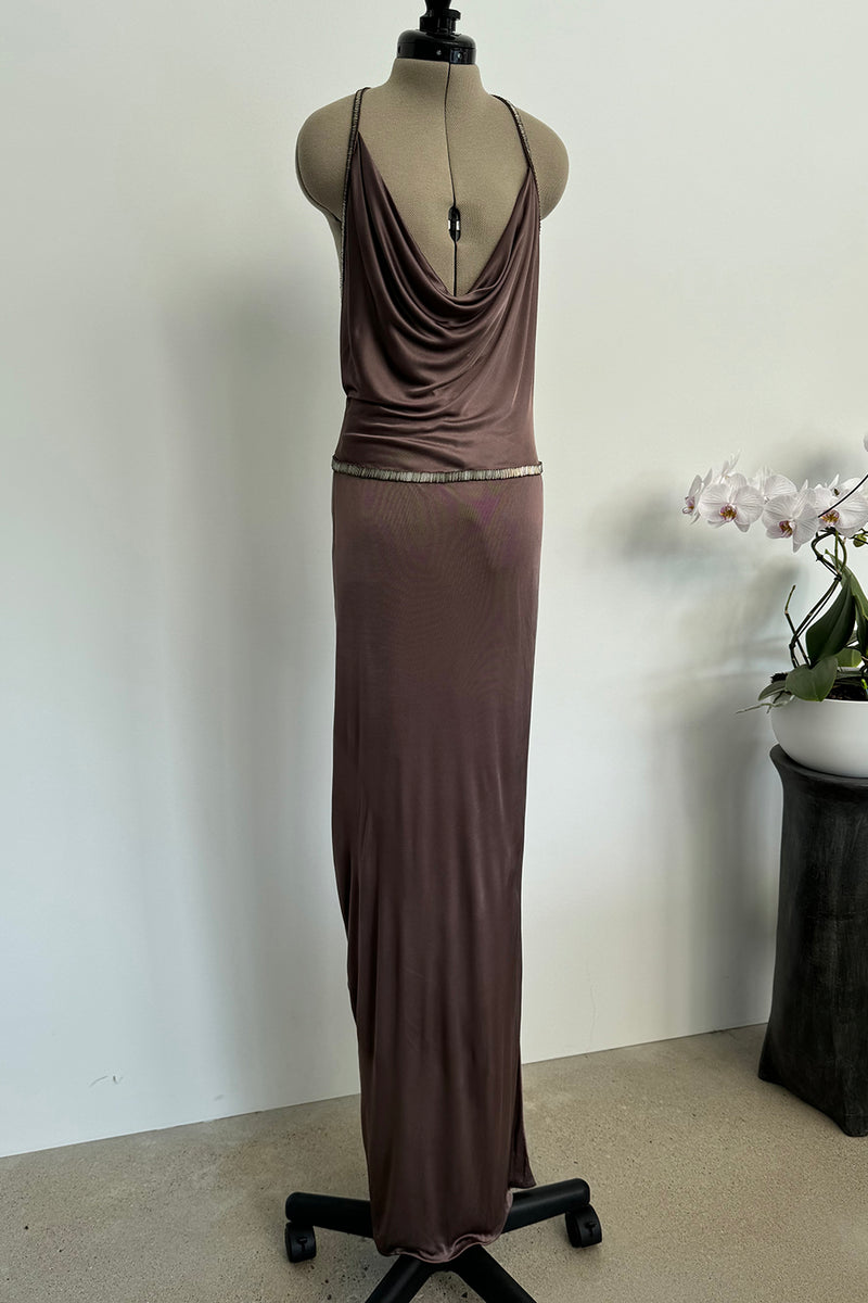 Gucci 2010-11 Deep Mauve Backless Jersey Dress