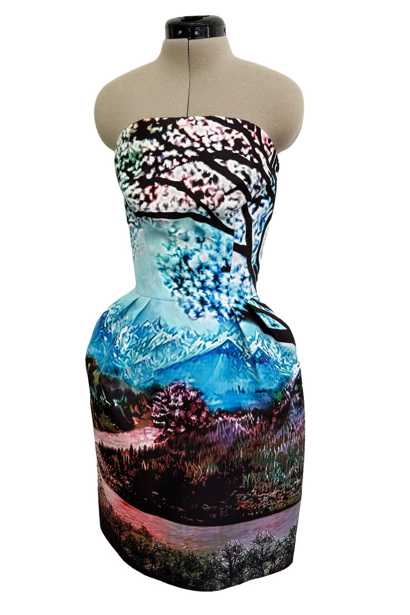 Gorgeous Fall 2013 Mary Katrantzou Runway Print From Look 18 Strapless Bubble Skirt Mini Dress