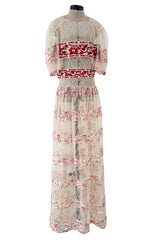 Spring 2016 Etro by Veronica Etro Runway Look 6 Ivory Net Lace Dress w Embroidered Silk Panels