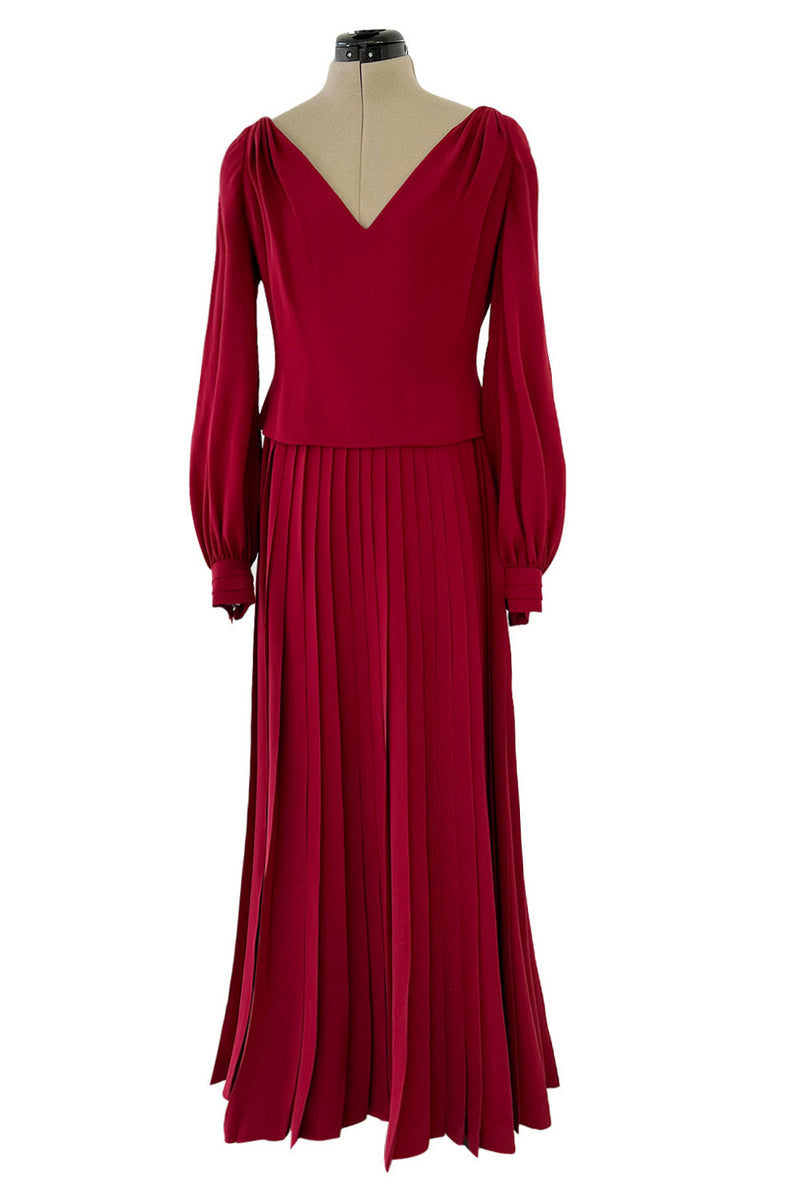 balmain dress red Minimalist 1970s Pierre Balmain Numbered Haute Couture Rich Red Silk D – Shrimpton Couture