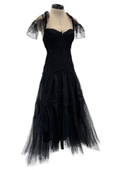 Rare Spring 2008 John Galliano Black Version of Look 13 Production Label Black Lace Dress