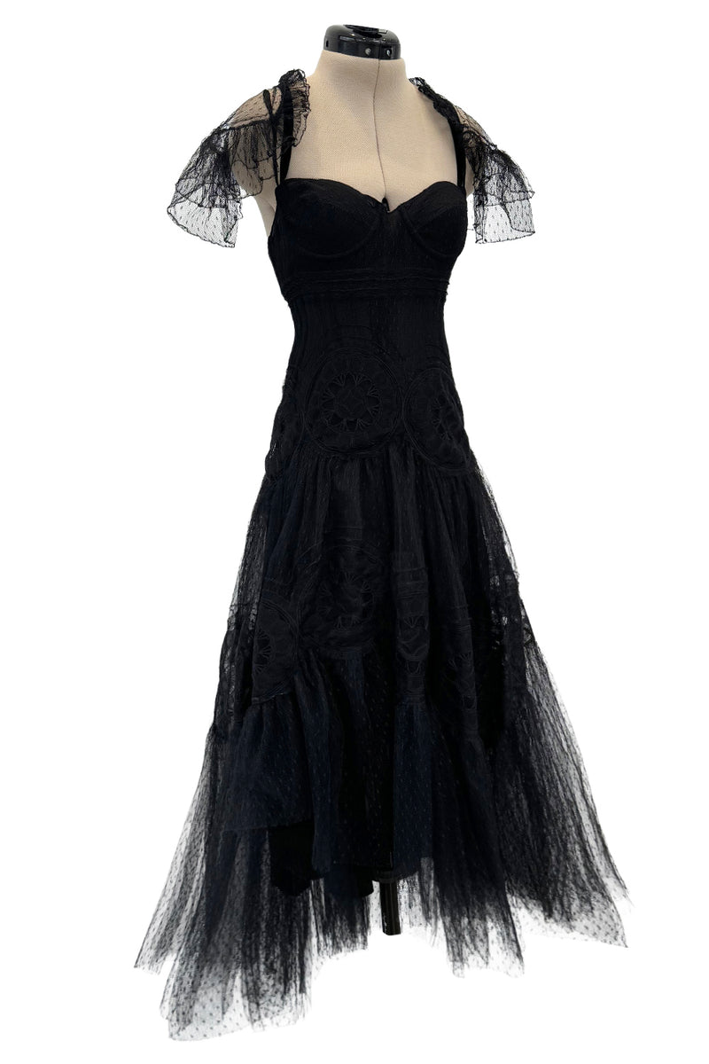Rare Spring 2008 John Galliano Black Version of Look 13 Production Label Black Lace Dress