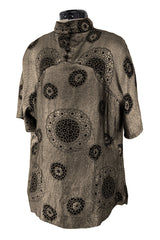 Decadent 1920s Unlabeled Real Metal Thread Metallic Lame & Black Pattern Easy Fit Top