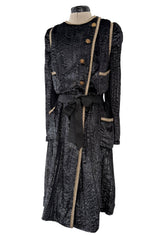 Important Fall 1983 Chanel by Karl Lagerfeld Haute Couture Runway Look 73 Metallic Panne Velvet Dress