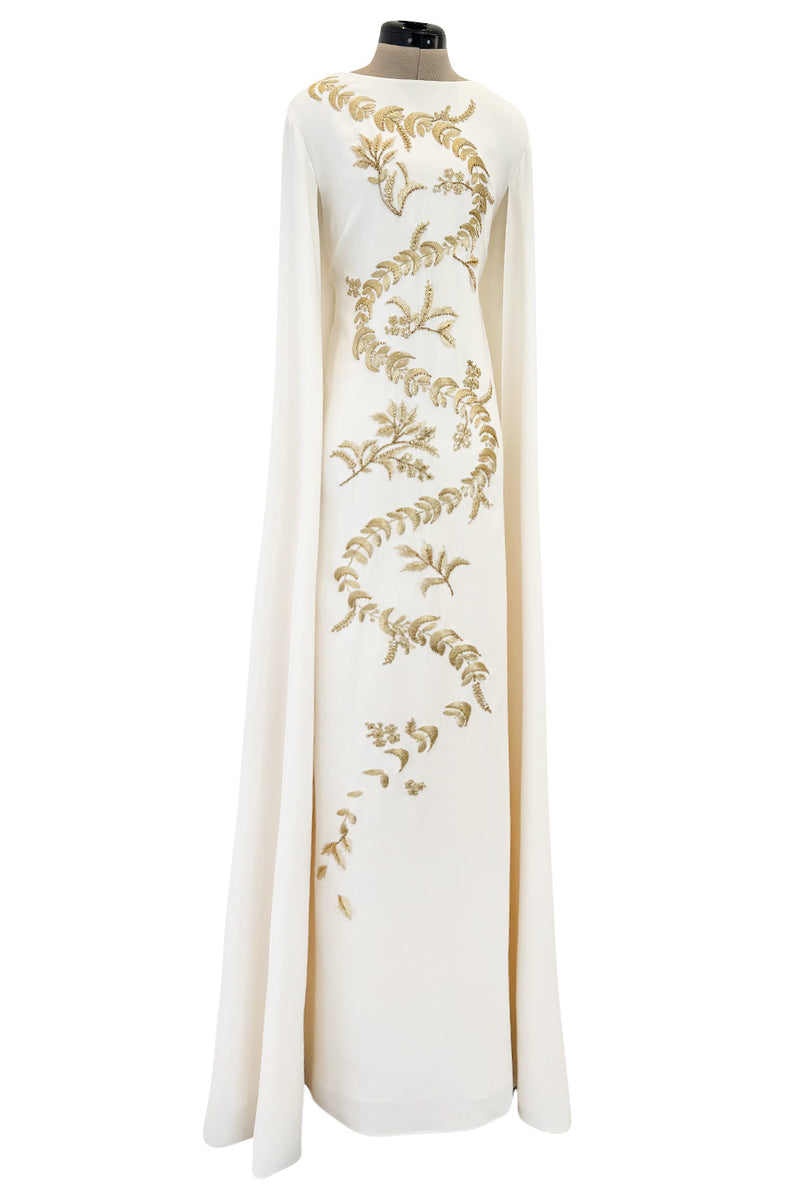 Spring 2019 Oscar de la Renta by Laura Kim & Fernando Garcia Gold Embellished Ivory Caftan Dress