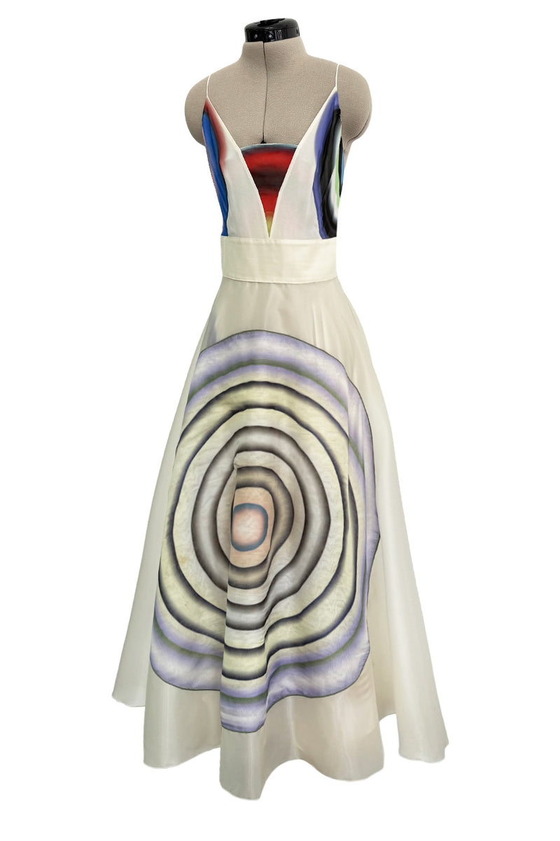 Spring 2008 Fendi by Karl Lagerfeld Runway Look 19 & Ad Campaign Silk Organza & Chiffon Print Dress