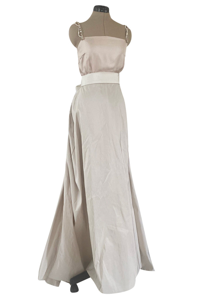 Prettiest 2012 Lanvin by Alber Elbaz Nude & Blush Silk Trained Wedding Dress w Beaded Detail