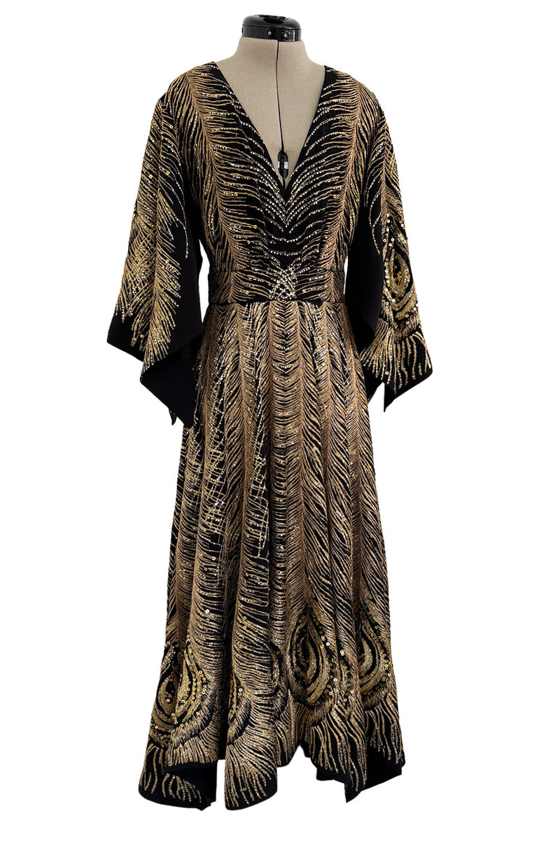 Pre-Fall 2016 Saint Laurent by Hedi Slimane Runway Look 37 Gold Metallic Thread & Sequin Feather Dress