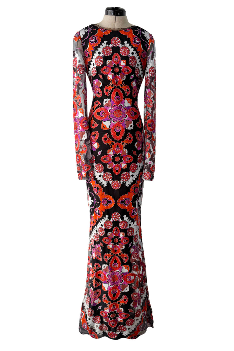 Fantastic Spring 2012 Emilio Pucci by Peter Dundas Runway Look 10 Coral Print Open Back Dress