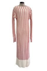 Iconic Spring 2017 Celine by  Pheobe Philo Pale Red-Pink & Ivory Knit Sweater Dress w Exaggerated Ribbing