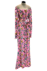 c.Spring 1986 Yves Saint Laurent Haute Couture Floral Silk with Belt