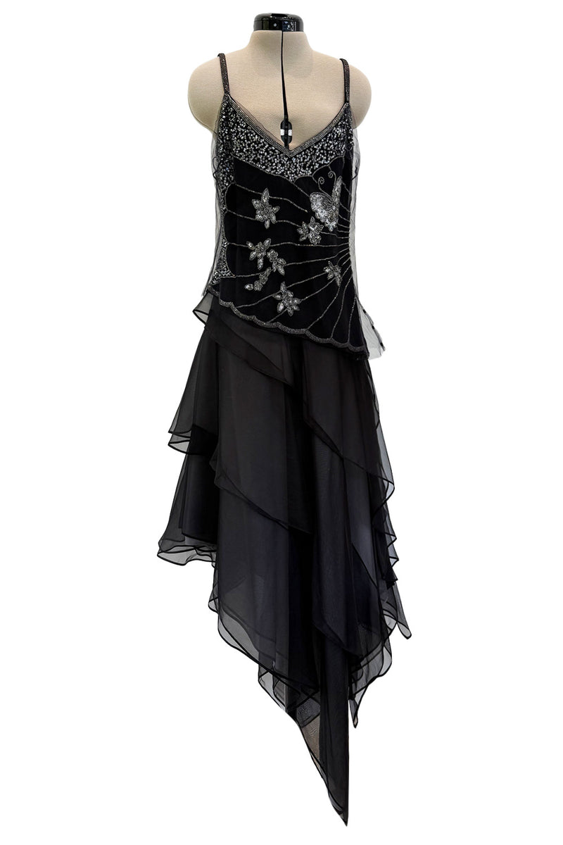 Prettiest Spring 2006 Giorgio Armani Silk Chiffon & Net Skirt and Top Set w Beaded Butterflies