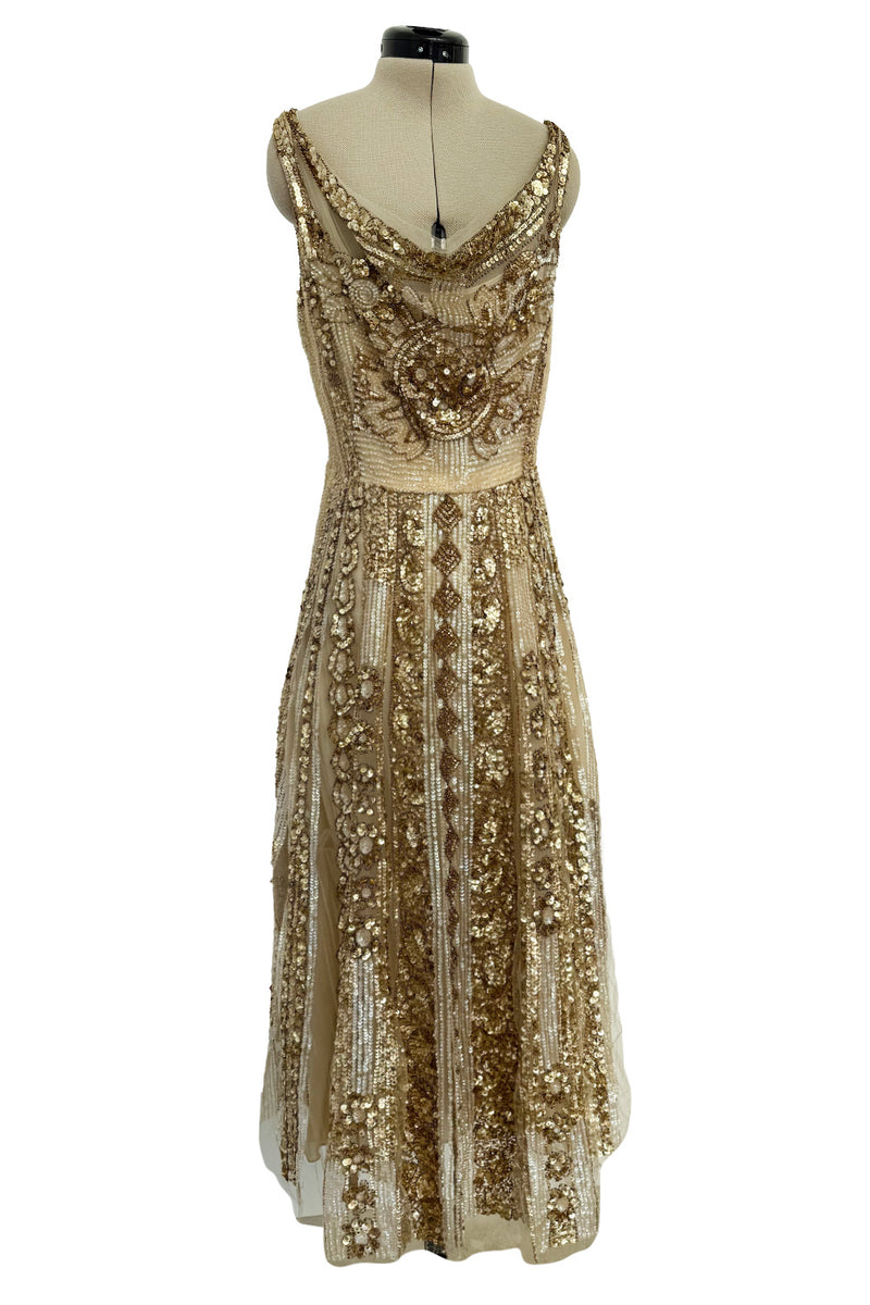 Spring 2020 Valentino by Pierpaolo Piccioli Gold Sequin on Net Dress w Shrimpton Couture Spring 2020 Valentino by Pierpaolo Piccioli Gold Sequin on Net Dress w Shrimpton Couture
