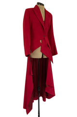 Important Fall 1999 Alexander McQueen 'The Overlook' Immaculately Tailored Deep Red Fantail Coat