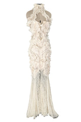 2011 Alexander McQueen by Sarah Burton Intricate Lace & Silk Chiffon Ivory Dress