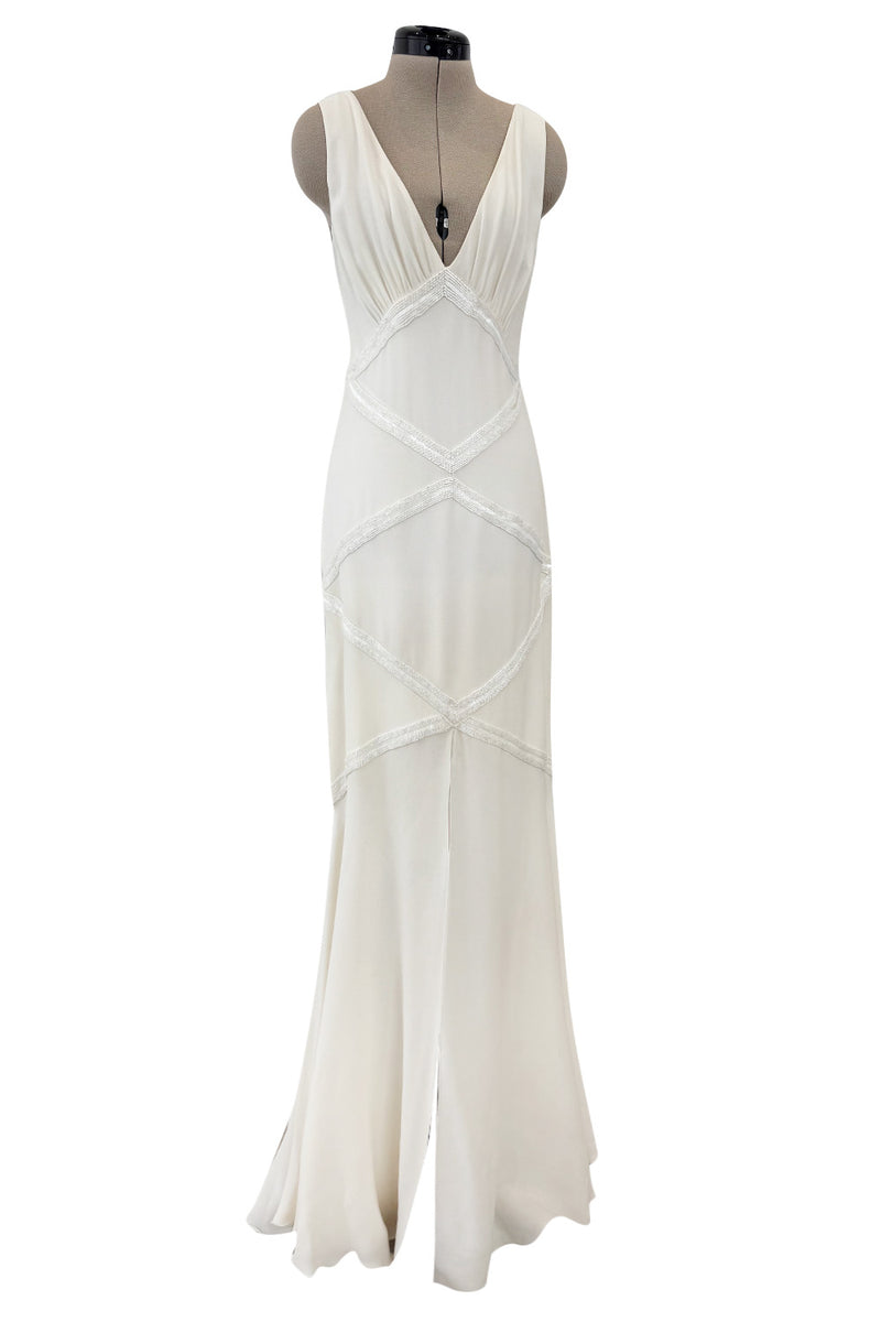 Gorgeous 2000s Valentino Bias Cut Ivory Silk Dress Dress w Beading Det Shrimpton Couture Gorgeous 2000s Valentino Bias Cut Ivory Silk Dress Dress w Beading Det Shrimpton Couture