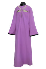 Spring 2020 Gucci by Alessandro Michele Runway Look 64 Purple Cut Out Tunic Dress w Patent Trim