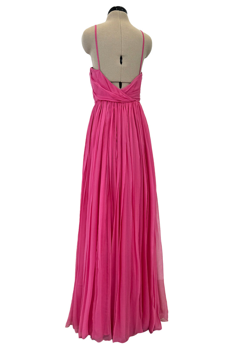 Resort 2008 Christian Dior by John Galliano Pink Silk Chiffon Plunge D Shrimpton Couture Resort 2008 Christian Dior by John Galliano Pink Silk Chiffon Plunge D Shrimpton Couture