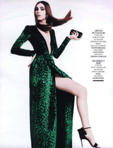 Beautiful Fall 2012 Gucci by Frida Giannini Runway Look 35 Deep Green Velvet Dress w Leopard Pattern