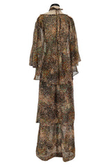 Fantastic 1970s Yves Saint Laurent Light and Airy Top w Curved Sleeves & Tiered Dress Skirt Set