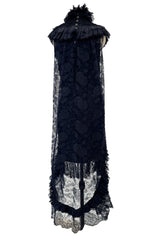 Extraordinary Fall 2008 Chanel by Karl Lagerfeld Blue Lace & Chiffon Dress & Cape Set