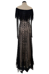 Spring 2017 Alexander McQueen by Saran Burton Runway Look 37 Off Shoulder Black Stretch Net Dress