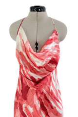 Fantastic Spring 2005 Roberto Cavalli Coral Runway Print Dress w Phenomenal Ruffled Skirt
