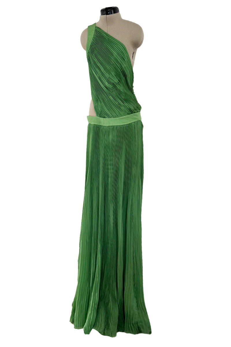 Rare Spring 2007 Roberto Cavalli Green Pleated Silk Chiffon Dress w Cu – Shrimpton Couture