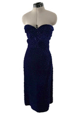 Fall 1986 Yves Saint Laurent Runway & Ad Campaign Hand Gathered Strapless Velvet Dress