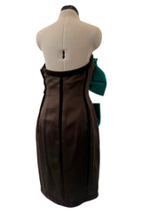 Fall 1988 Yves Saint Laurent Haute Couture Runway Look 79 Strapless Dress w Bows & Matching Cape