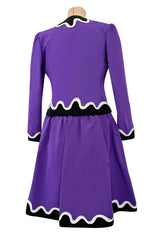 Spring 1980 Yves Saint Laurent  & Ad Campaign Runway Purple Dress & Jacket Set w B&W Detailing